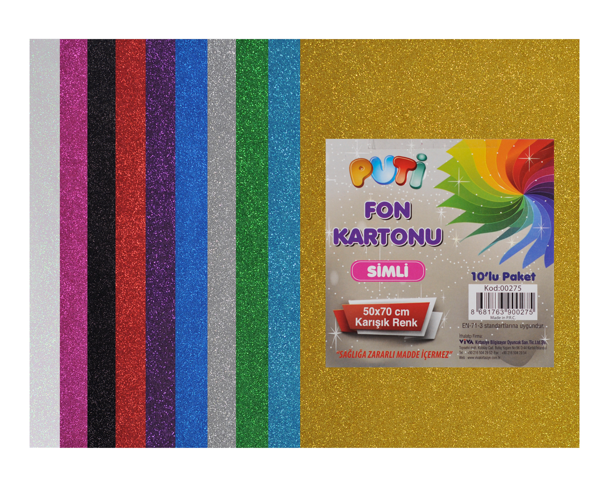 50x70 cm 10'lu Paket Simli Fon Kartonu