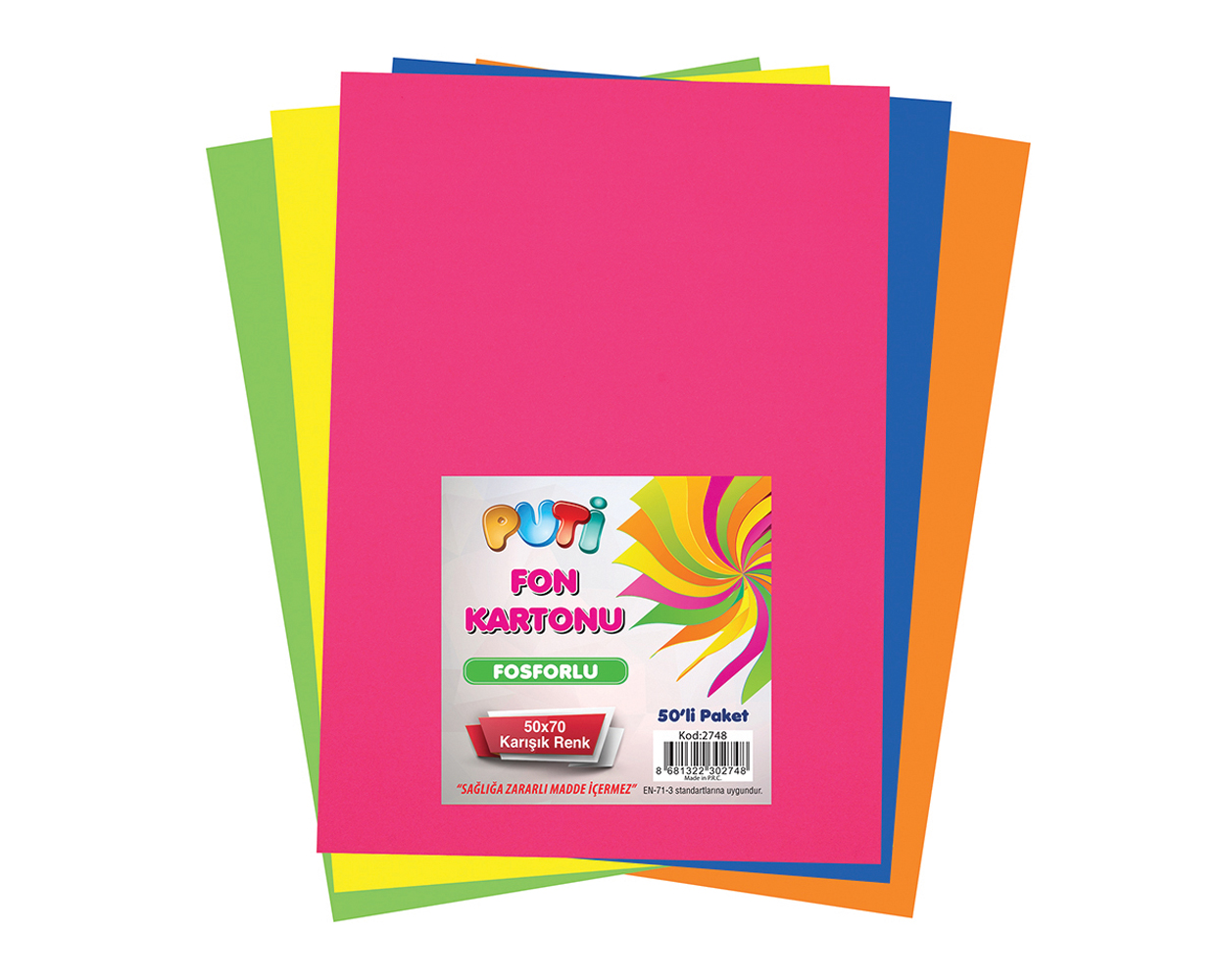 50x70 cm (50'li Paket) Fosforlu Fon Kartonu