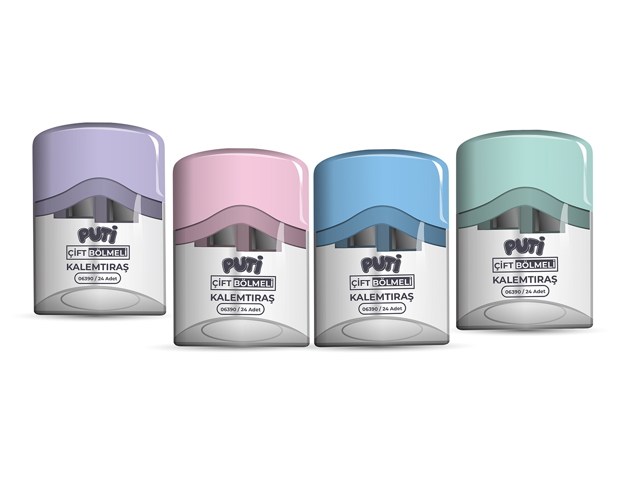 Çift Bölmeli Kalemtıraş 4 Pastel Renk