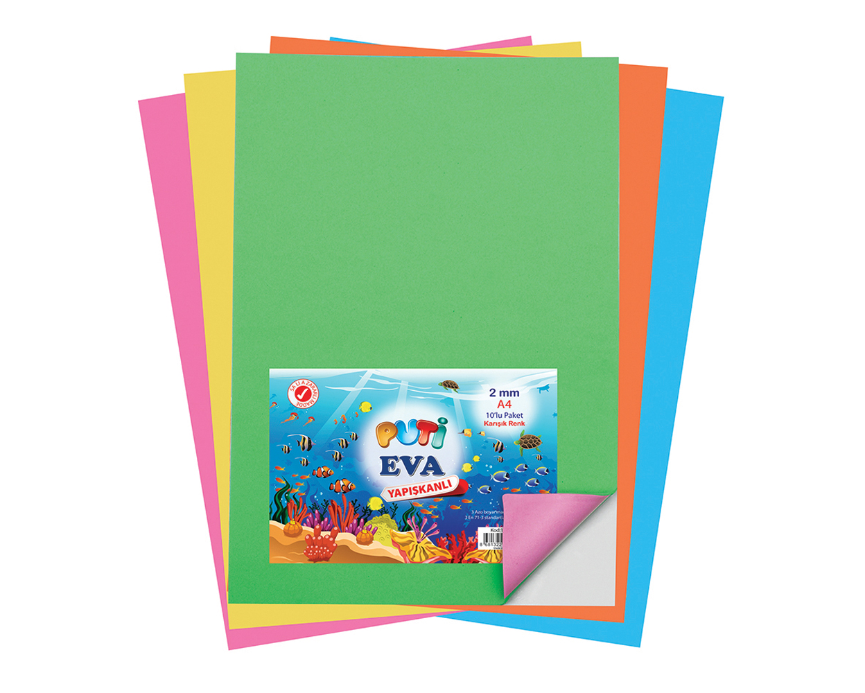A4 Yapışkanlı Eva 10'lu Karışık Renk