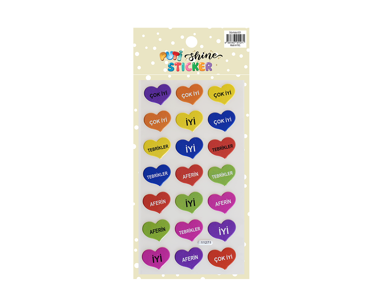 Puti Shine Sticker - Kalp Şekilli Tebrikler