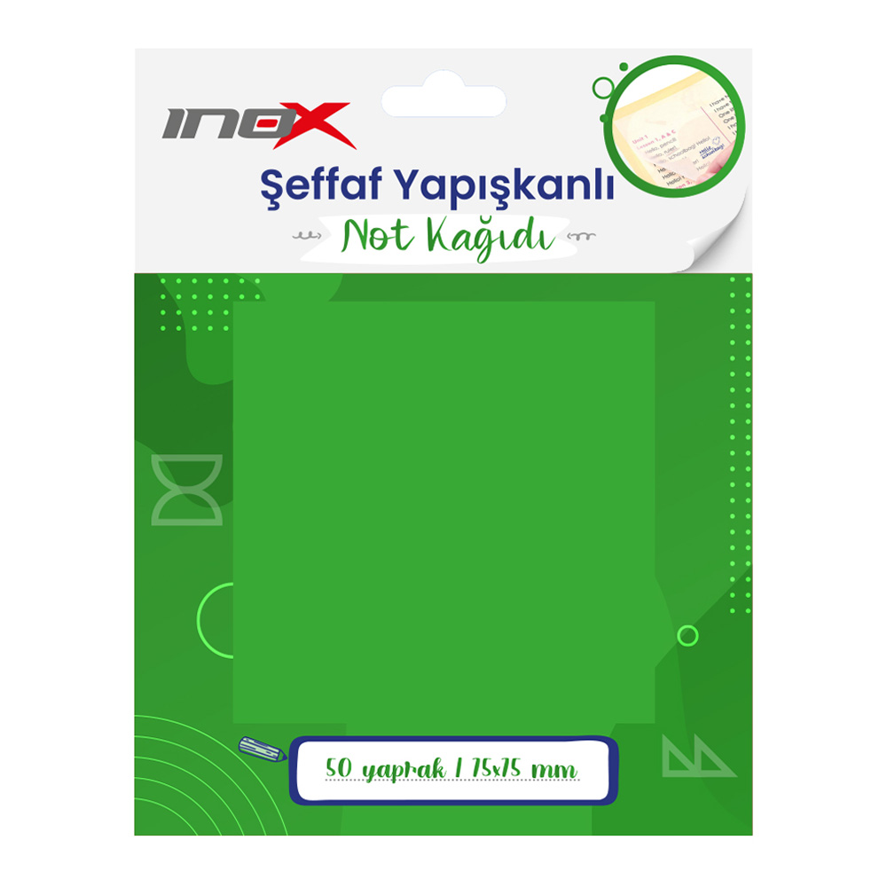 75x75 mm Şeffaf Yapışkanlı Not Kağıdı